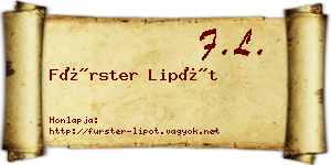 Fürster Lipót névjegykártya